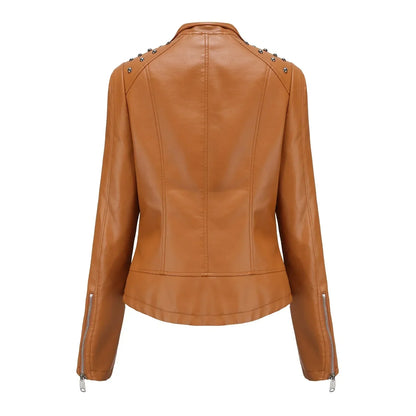 Chaqueta Mujer de Cuero Ajuste Slim Estilo Moderno