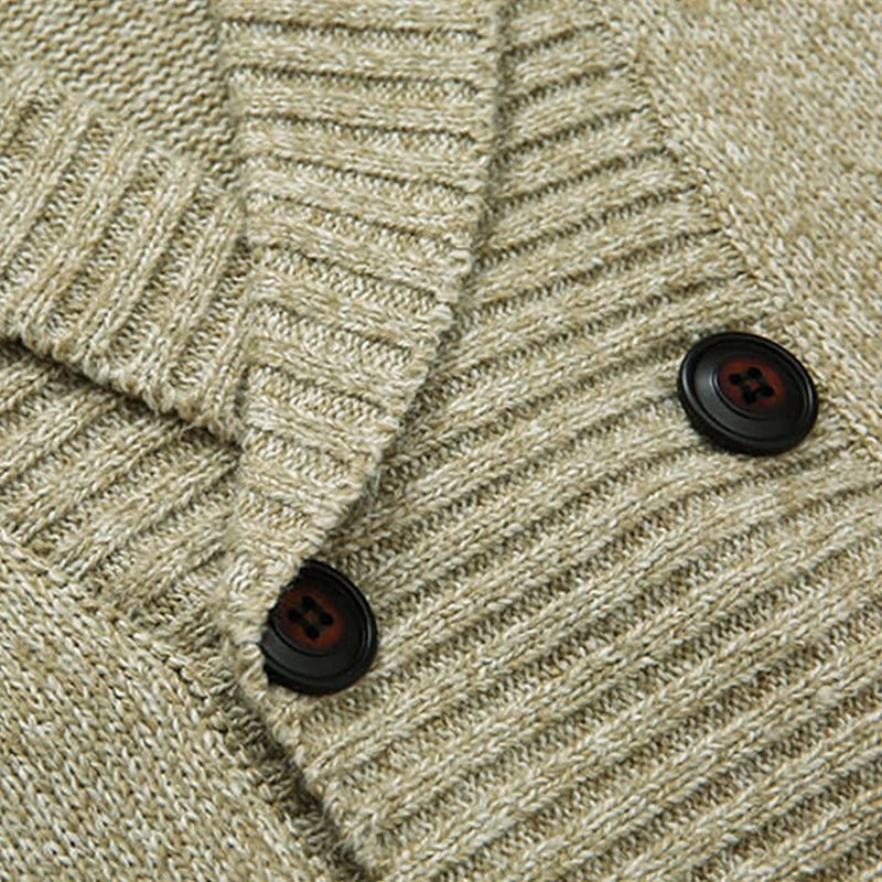 Chaqueta de punto hombre cuello chal estilo sastrería clásica