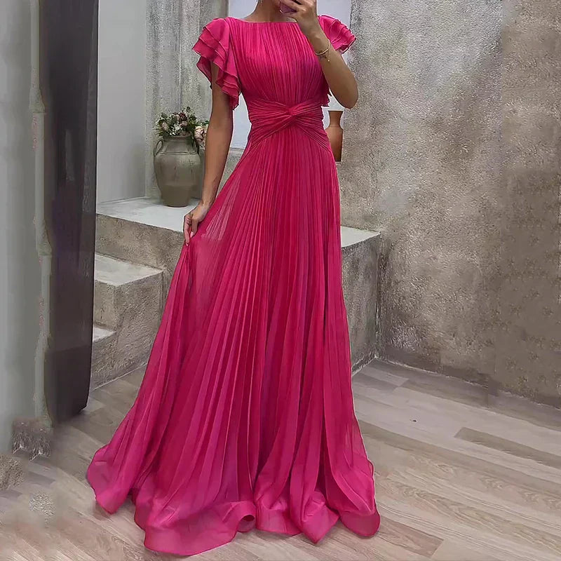 Vestido Mujer de Gasa Plisado Largo - Mavetta