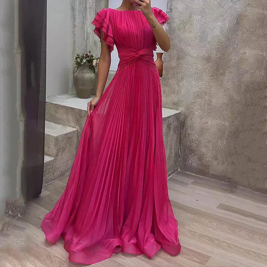 Vestido Mujer de Gasa Plisado Largo - Mavetta