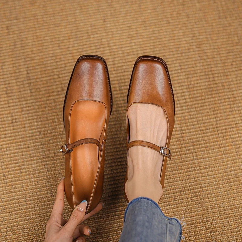 Zapatos Tacón Bloque Mujer con Tira Ajustable Invierno Primavera