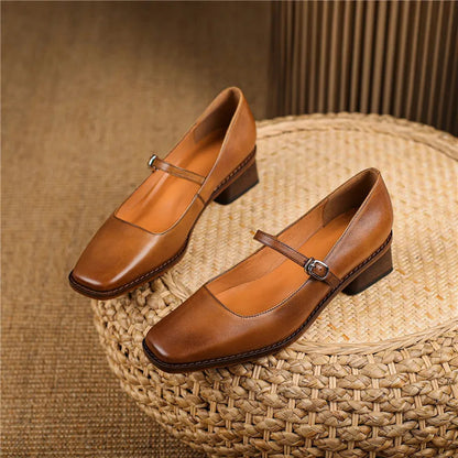Zapatos Tacón Bloque Mujer con Tira Ajustable Invierno Primavera