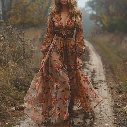 Vestido Largo Mujer Boho Bordado Floral