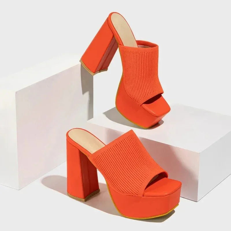 Sandalias Mujer Tacón Bloque Plataforma Diseño Moderno