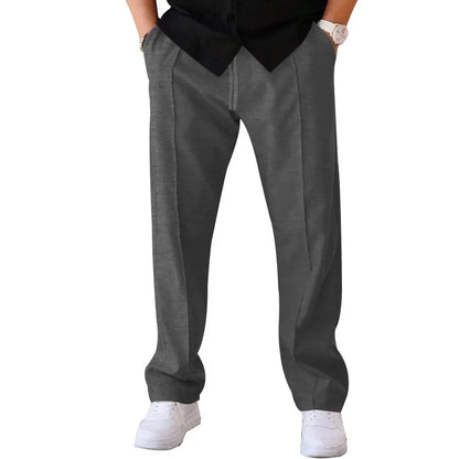 Pantalones Hombre Mezcla Fibras Corte Recto Estilo Americano