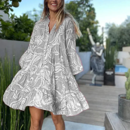 Vestido Corto Mujer de Tela Ligera y Volantes Veraniego