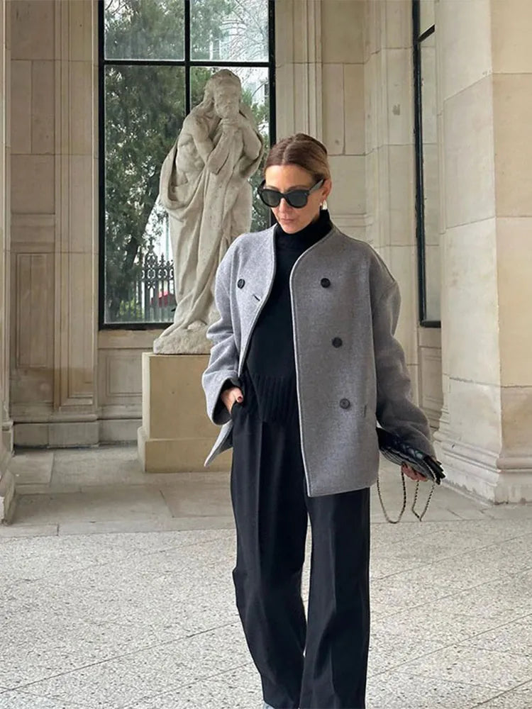 Abrigo Invierno Mujer Doble Botonadura Oversize