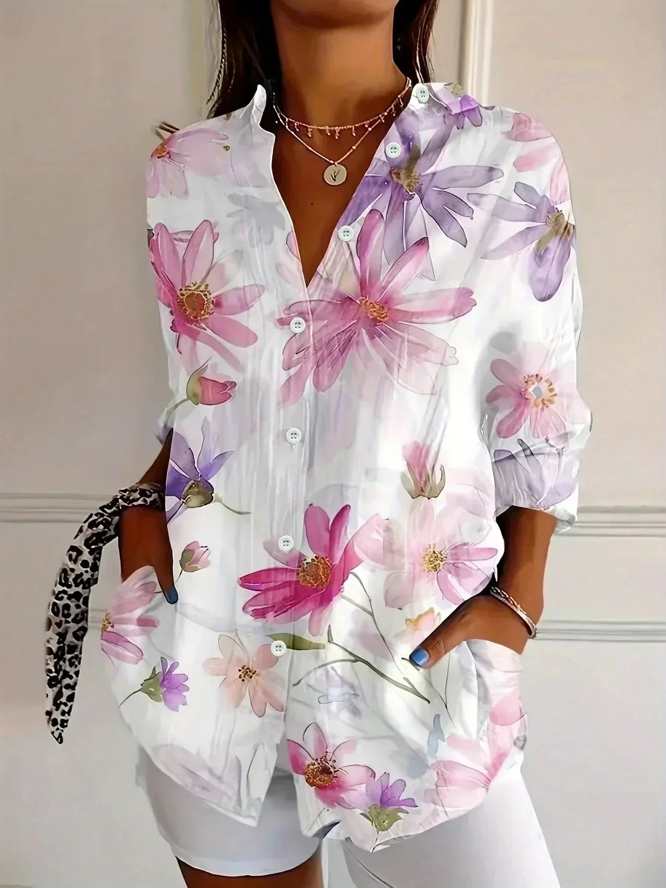 Blusa Mujer Estampado Floral Ligera Estilo Casual