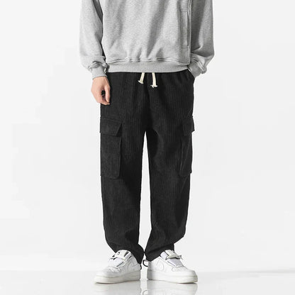 Pantalones Cargo Hombre de Poliéster Corte Recto Bolsillos Laterales
