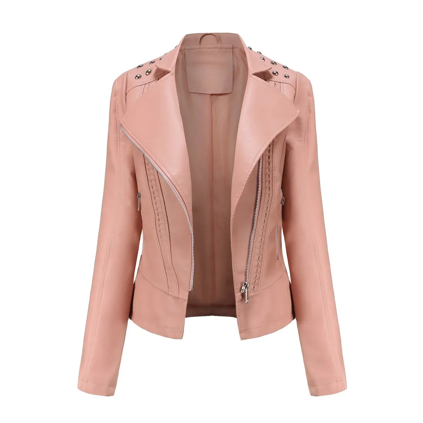 Chaqueta Mujer de Cuero Ajuste Slim Estilo Moderno