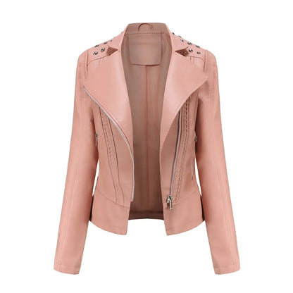 Chaqueta Mujer de Cuero Ajuste Slim Estilo Moderno