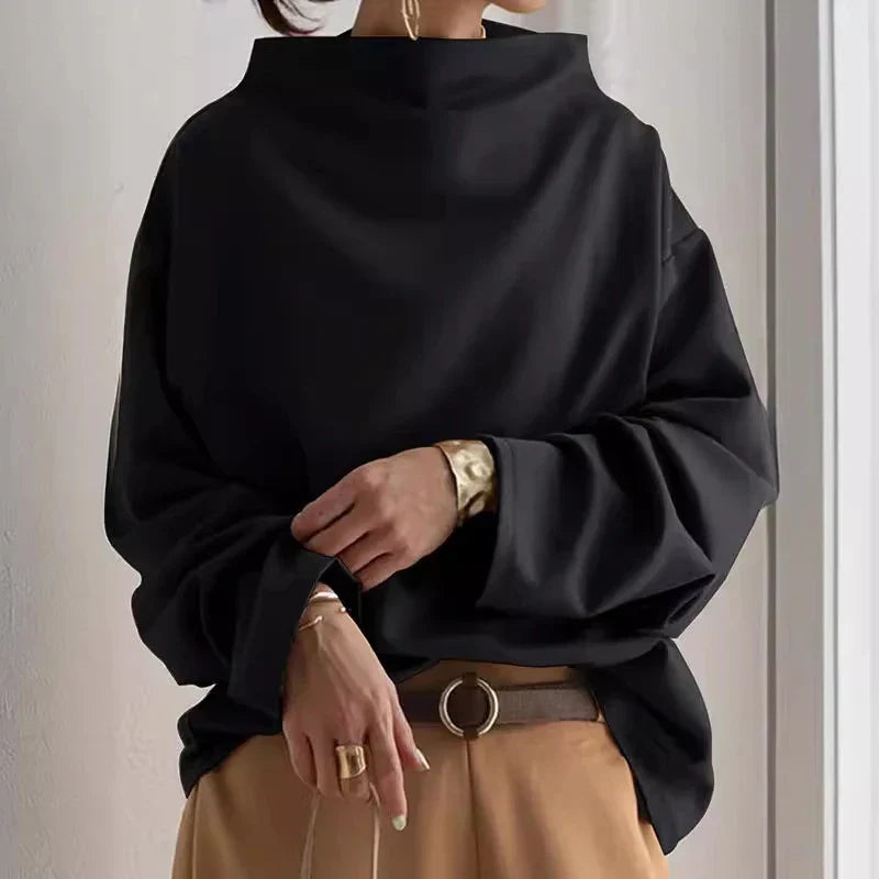 Jersey mujer de punto suave corte amplio cuello alto