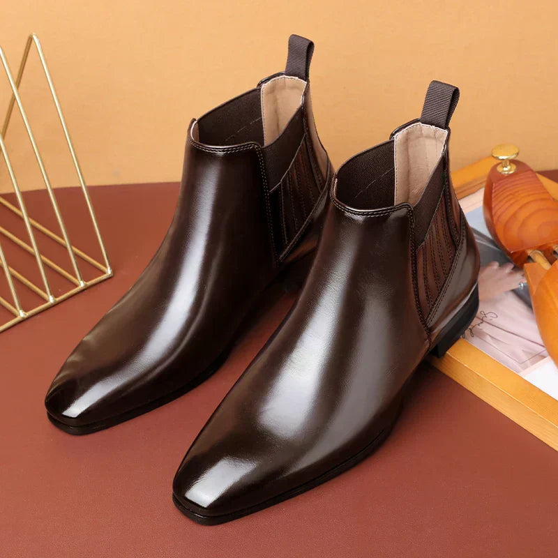Botines hombre de cuero sintético sin cordones estilo formal