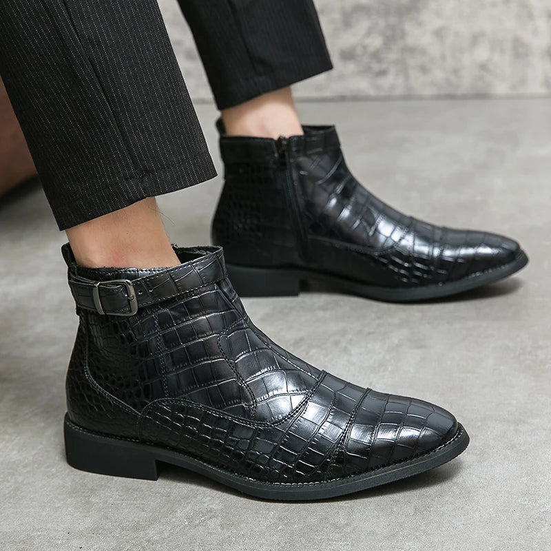 Botines hombre de cuero con hebilla cómodos versátiles