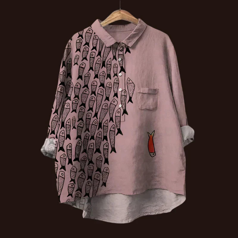 Blusa Mujer Estampada Manga Larga Casual