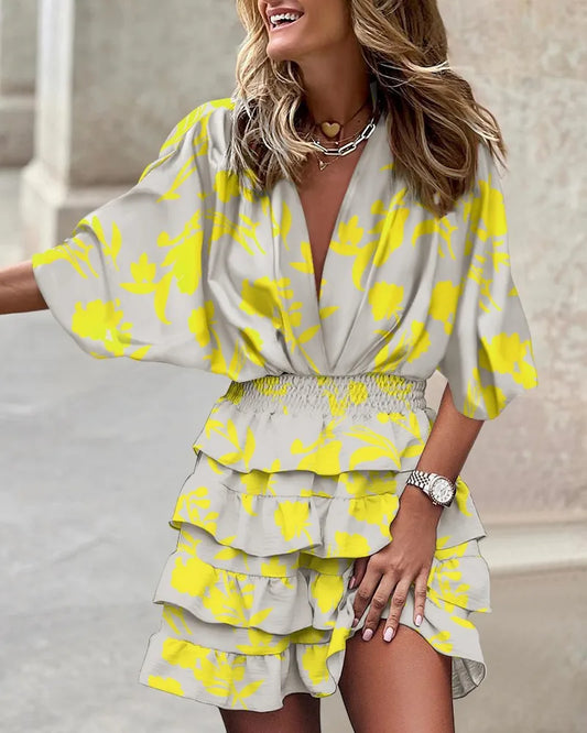 Vestido mini mujer con estampado bohemio y volantes - Mavetta