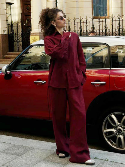 Conjunto Mujer Pantalón Fluido y Blusa Abierta