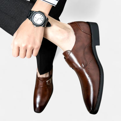 Zapatos Monk Strap Hombre Puntera Perforada Estilo Ashford