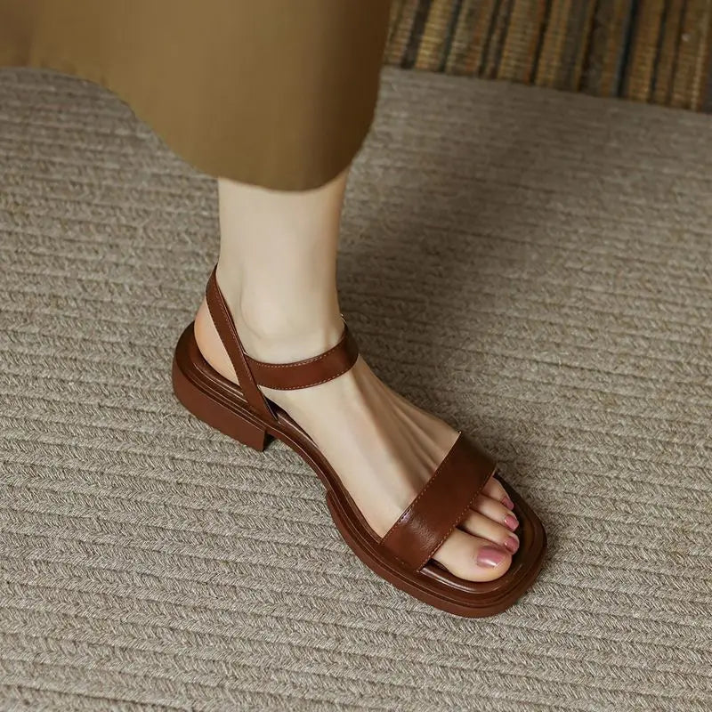 Sandalias Mujer de Cuero Ligeras y Elegantes Verano Diario