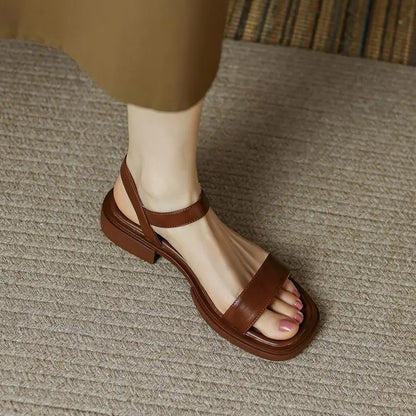 Sandalias Mujer de Cuero Ligeras y Elegantes Verano Diario