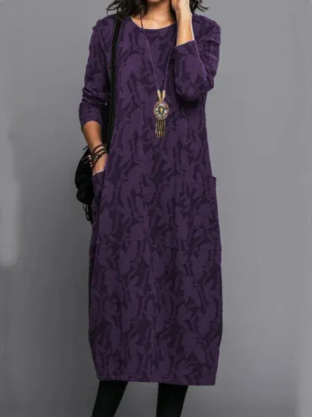 Vestido midi mujer manga larga corte fluido