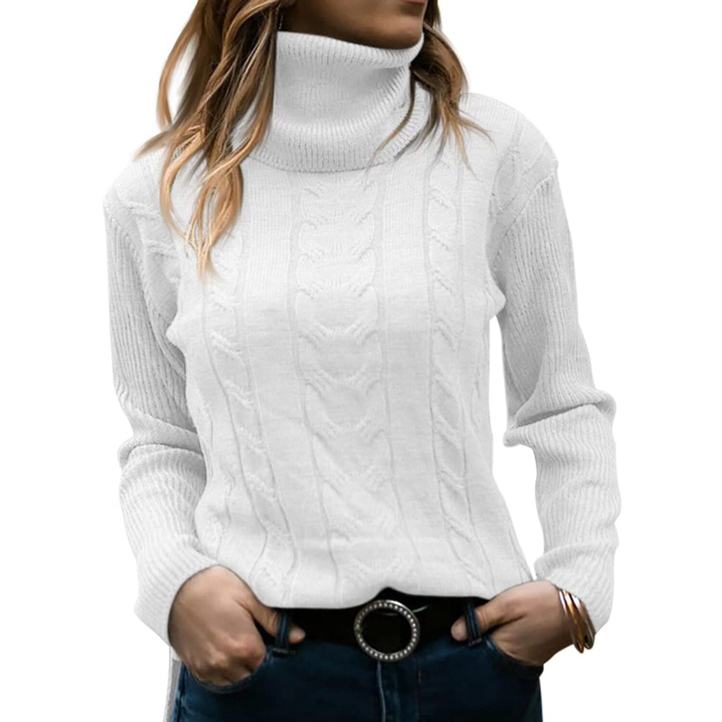 Suéter Mujer Cuello Alto Ajustado