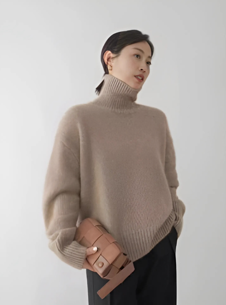 Jersey Mujer de Cachemir Cuello Alto Corte Atemporal - Mavetta