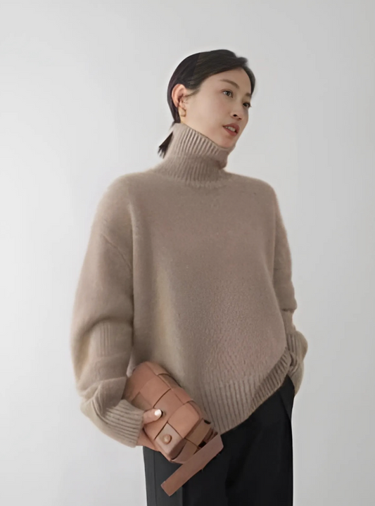 Jersey Mujer de Cachemir Cuello Alto Corte Atemporal - Mavetta