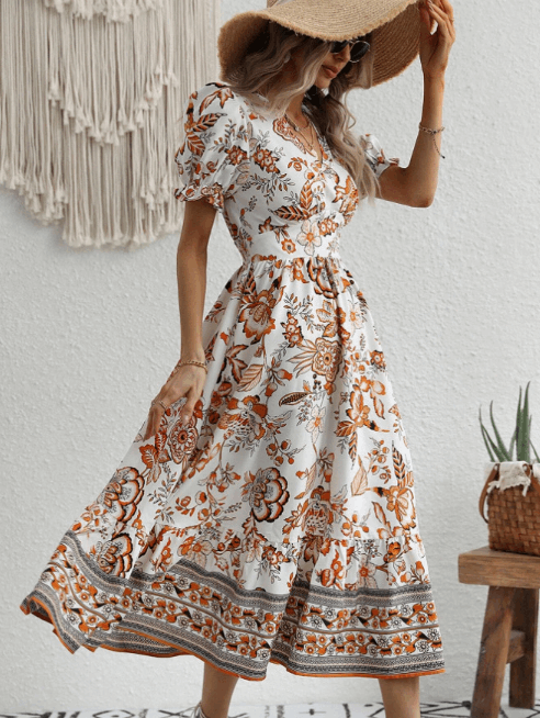 Vestido mujer verano diseño romantico corte midi