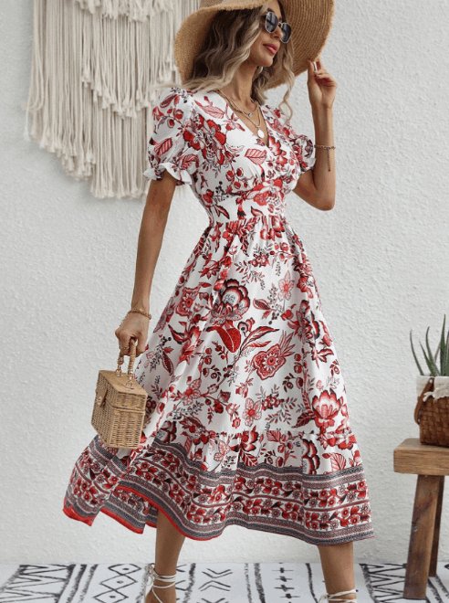 Vestido mujer verano diseño romantico corte midi