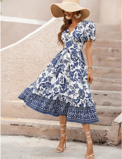 Vestido mujer verano diseño romantico corte midi