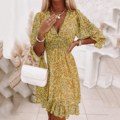 Vestido Mujer Verano Estampado Floral Corte Fluido