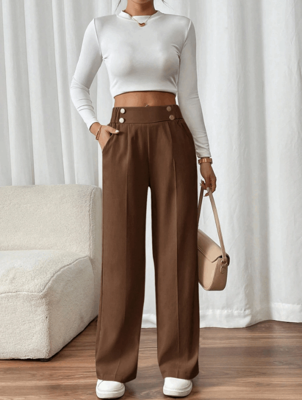 Pantalón Mujer de Talle Alto Corte Recto