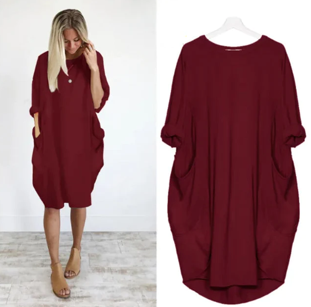 Vestido corto mujer tejido ligero estilo oversize relajado