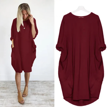 Vestido corto mujer tejido ligero estilo oversize relajado