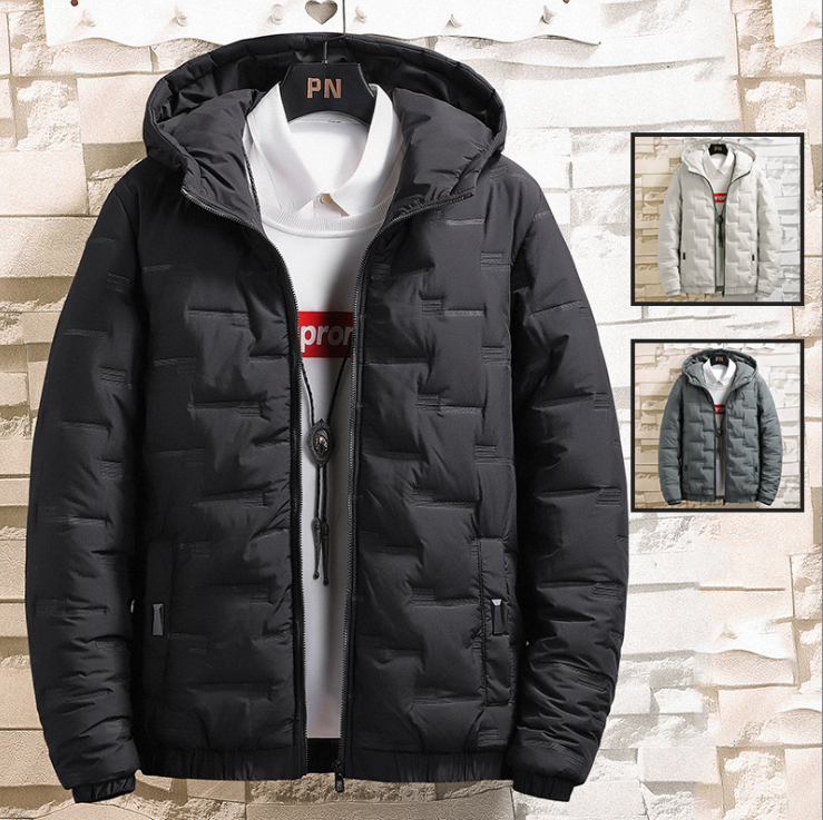 Chaqueta Acolchada Hombre con Capucha y Cremallera Ajuste Regular