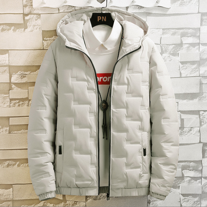 Chaqueta Acolchada Hombre con Capucha y Cremallera Ajuste Regular