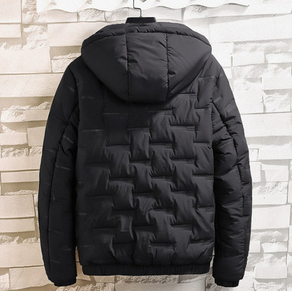 Chaqueta Acolchada Hombre con Capucha y Cremallera Ajuste Regular