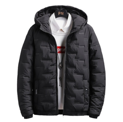 Chaqueta Acolchada Hombre con Capucha y Cremallera Ajuste Regular