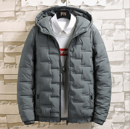 Chaqueta Acolchada Hombre con Capucha y Cremallera Ajuste Regular