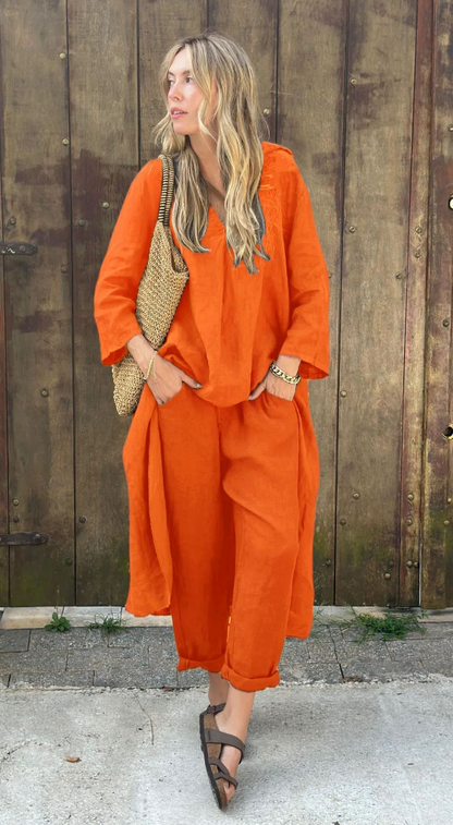 Conjunto Mujer de Verano Sin Mangas y Pantalón Fluido