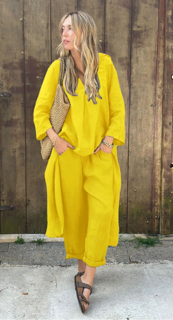 Conjunto Mujer de Verano Sin Mangas y Pantalón Fluido