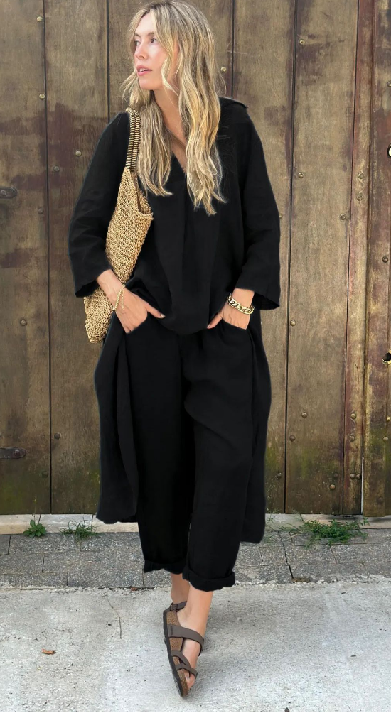 Conjunto Mujer de Verano Sin Mangas y Pantalón Fluido