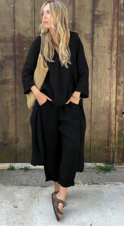 Conjunto Mujer de Verano Sin Mangas y Pantalón Fluido