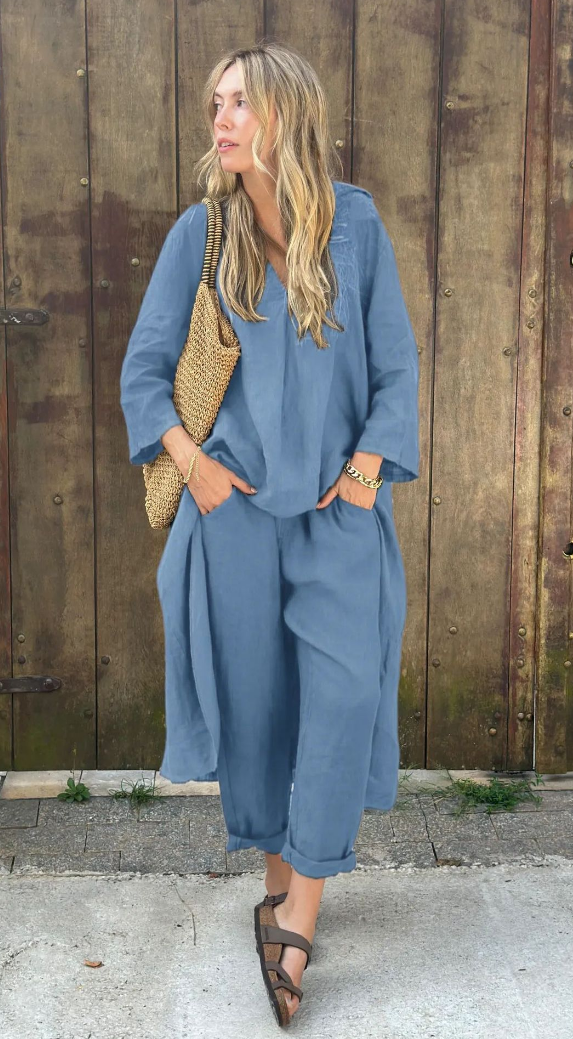 Conjunto Mujer de Verano Sin Mangas y Pantalón Fluido