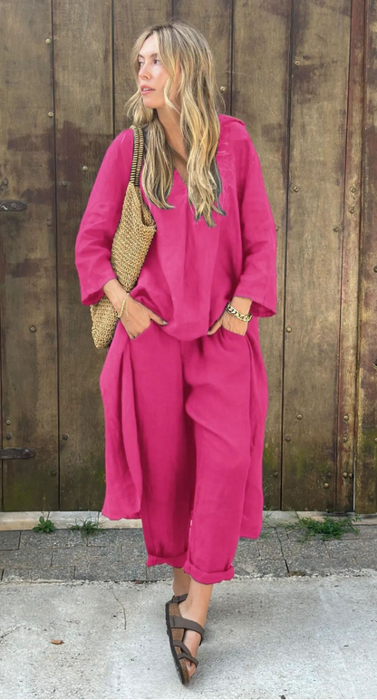 Conjunto Mujer de Verano Sin Mangas y Pantalón Fluido
