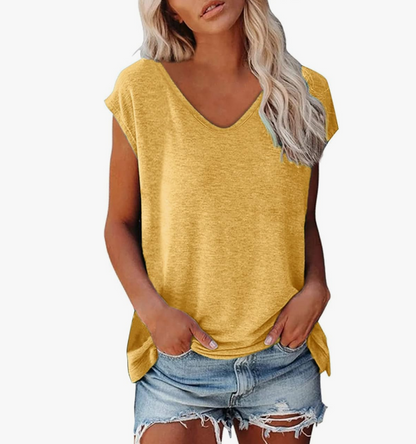 Blusa mujer fluida de tejido ligero escote en V