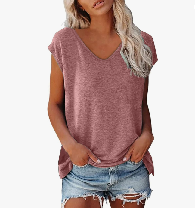 Blusa mujer fluida de tejido ligero escote en V