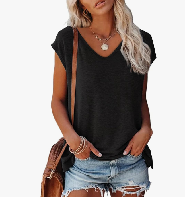 Blusa mujer fluida de tejido ligero escote en V