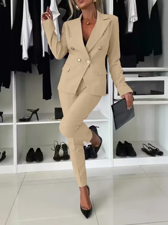 Conjunto Mujer de Blazer y Pantalón Estampado Ajustado